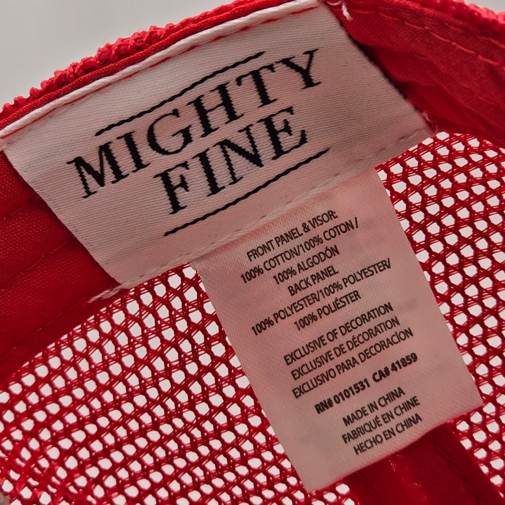Mighty Fine Patriotic Peace Sign Trucker Hat Red White Blue Snapback‎ USA - Picture 2 of 4